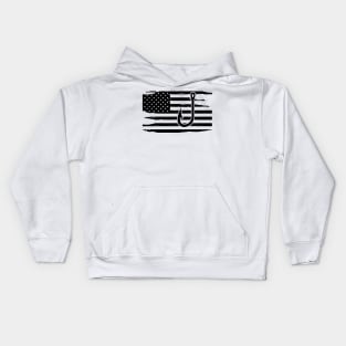 Fishing and American Flag Kids Hoodie